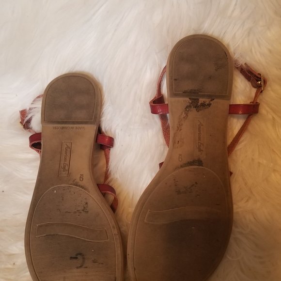 American Eagle Red Strappy Thong Sandal Size 9 - Picture 3 of 4
